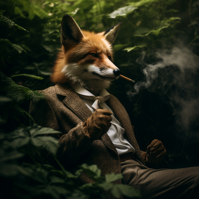 KI-erzeugter Fuchs im Anzug mit Midjourney