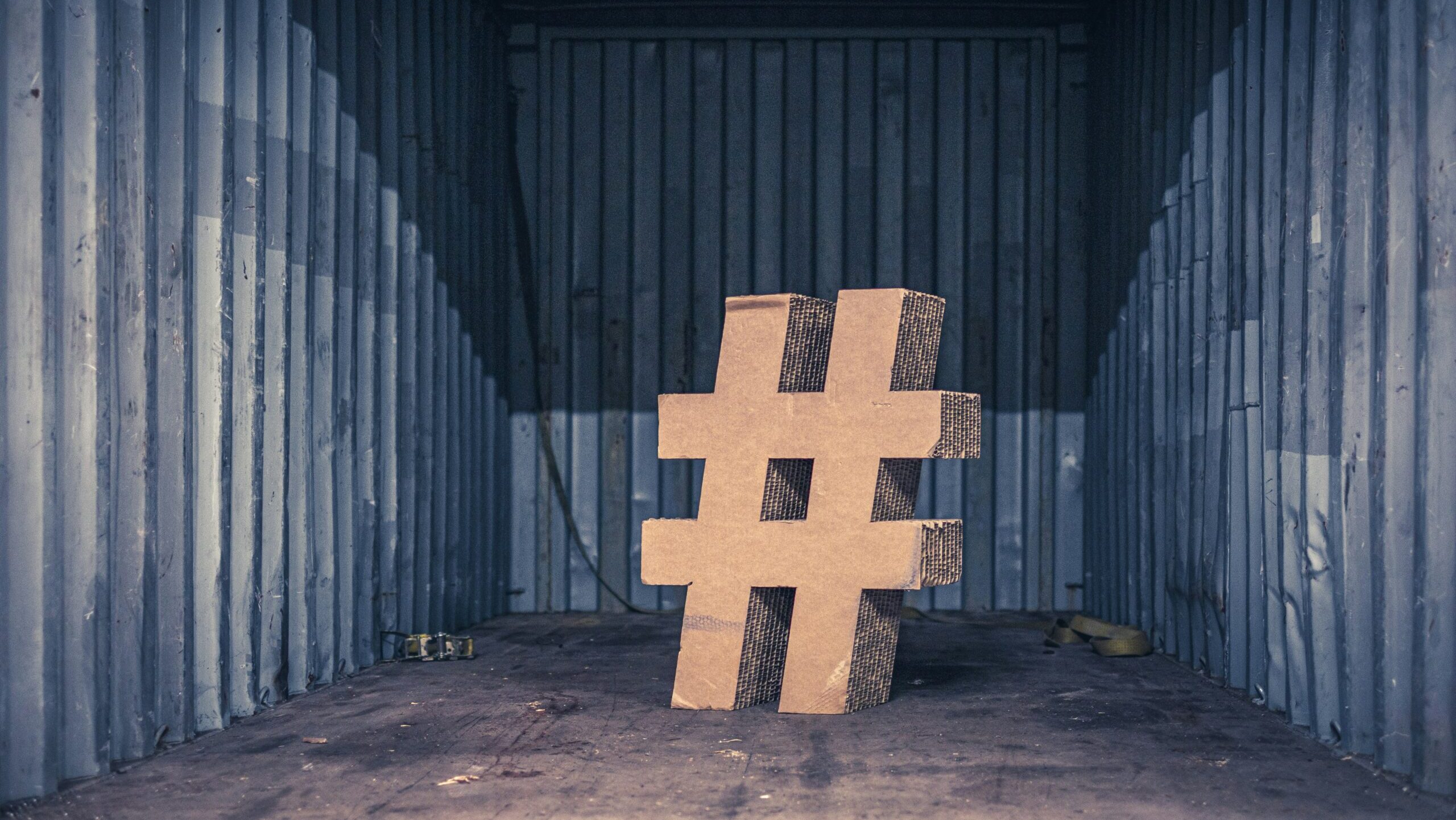 Art installation 3D hashtag made from cardboard